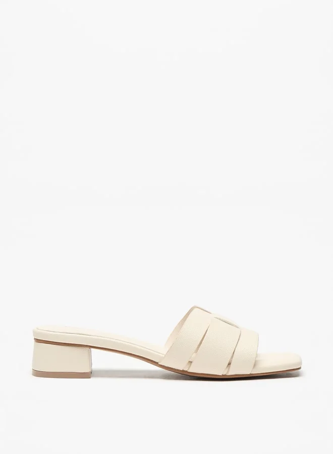 فلورا بيلا من شو إكسبرس Solid Slip-On Sandals with Block Heels