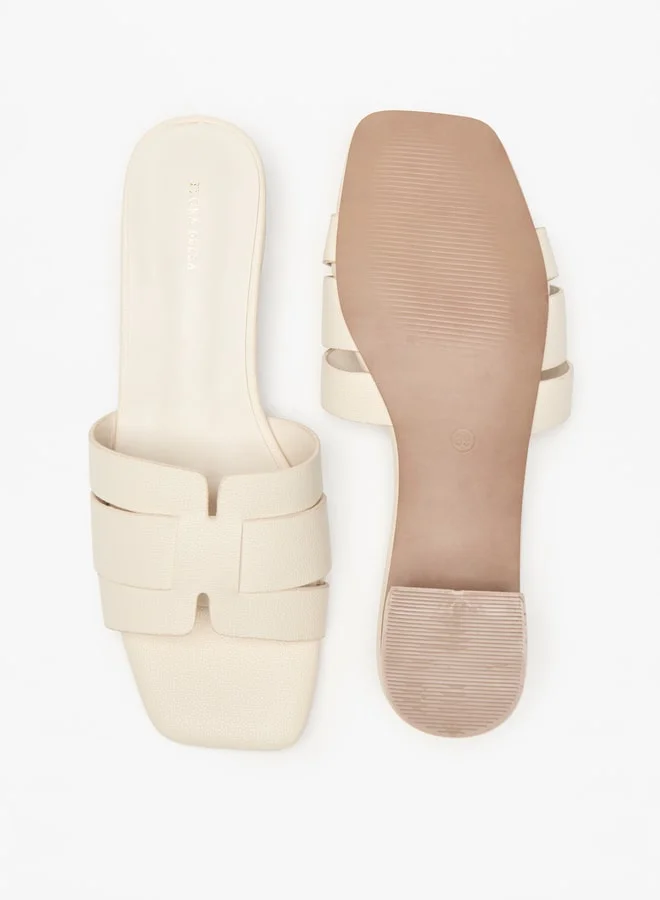 فلورا بيلا من شو إكسبرس Solid Slip-On Sandals with Block Heels