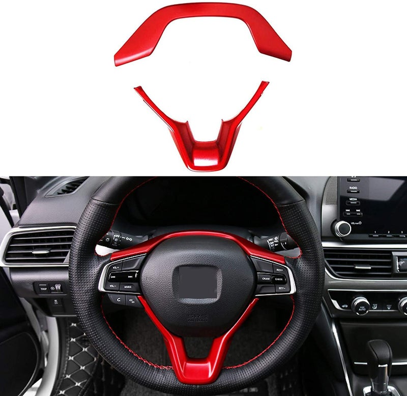 TLIFORT for Honda Accord 10th Gen 2018 2019 2020 2021 2022 Steering Wheel Cover Trim fit Sedan LX Sport EXL Touring Hybrid 2pcs Red - Image 2