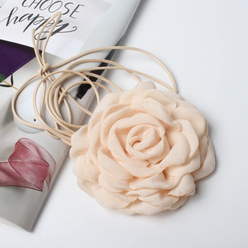 Cuizhiyu 4PK Flower Choker Necklace for Women, Big Rose Flower Necklace, Big Floral Necklace for Party Bride Wedding Party Summer Necklacesâ€¦ - Image 2