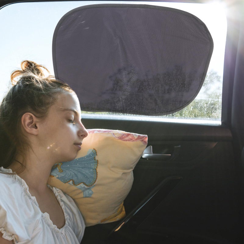 Static Cling Car Window Sun Shades 50x30cm Black Mesh UV Protection Side Window Sunshades 2 Pack - Image 5