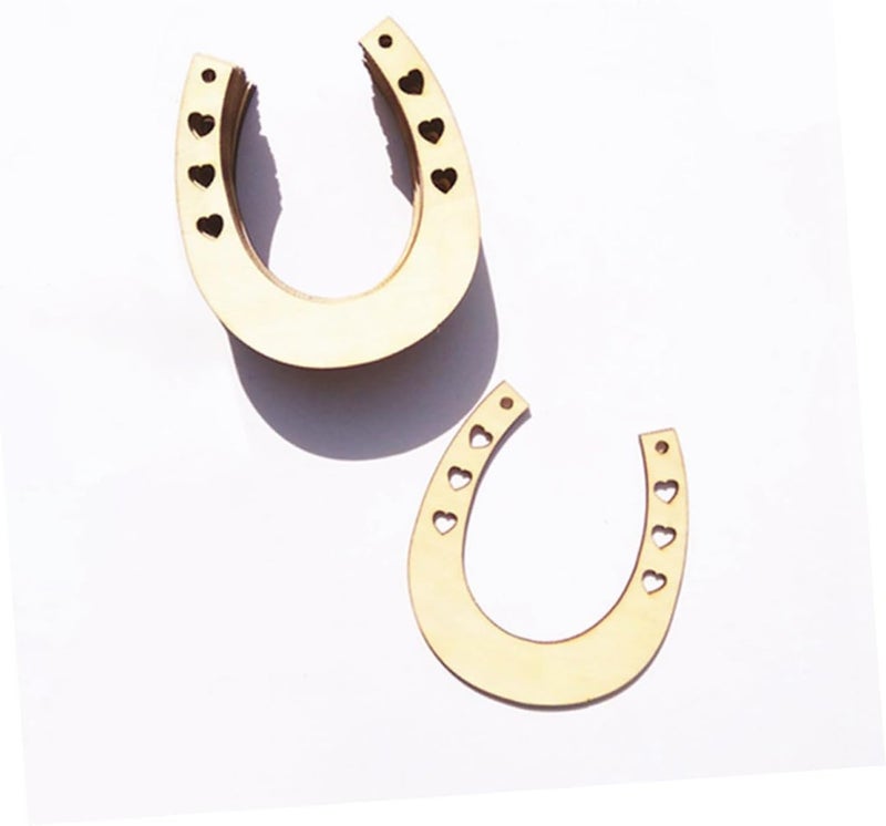12pcs Horseshoe Shaped Wooden Chips for DIY Crafts Unfinished Natural Wood Slices for Boys and Girls Painting and Arts Crafts Projects - Image 5