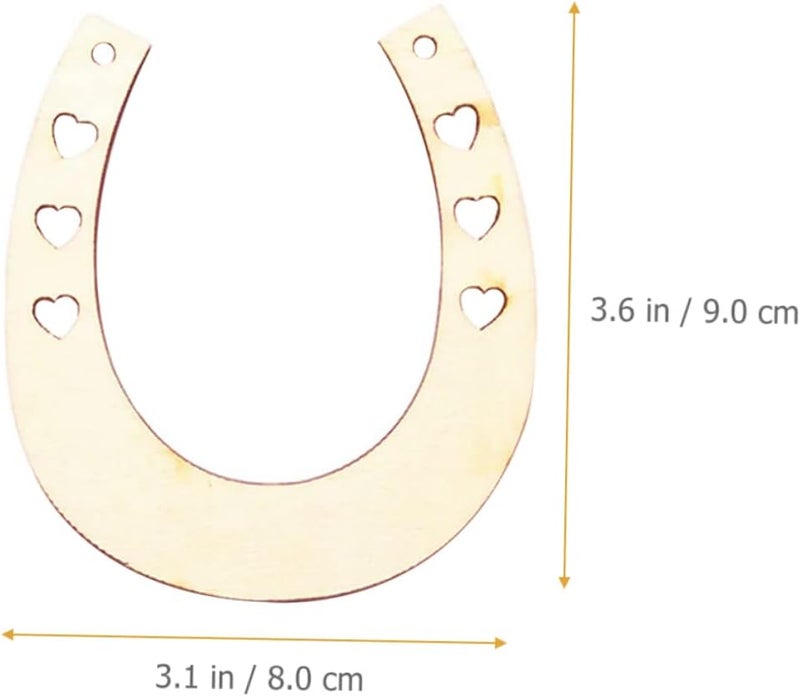 12pcs Horseshoe Shaped Wooden Chips for DIY Crafts Unfinished Natural Wood Slices for Boys and Girls Painting and Arts Crafts Projects - Image 3
