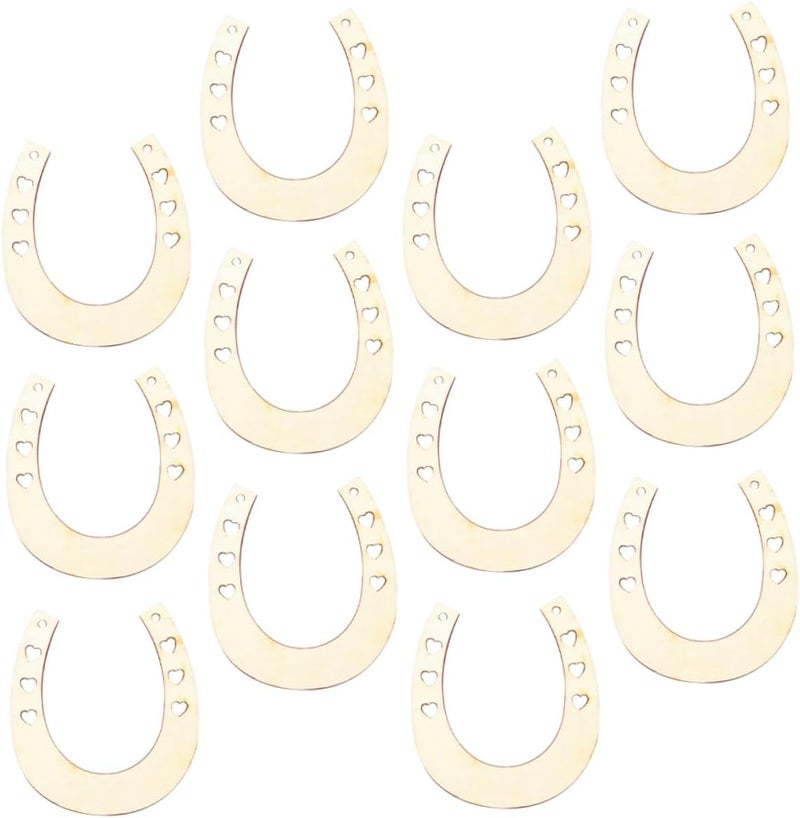 12pcs Horseshoe Shaped Wooden Chips for DIY Crafts Unfinished Natural Wood Slices for Boys and Girls Painting and Arts Crafts Projects - Image 1
