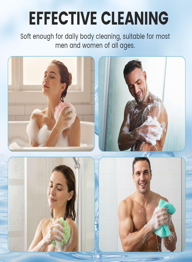 Funnymoom 12 Pack Body Wash Set 6 Loofah Sponge 6 African Net Sponge Exfoliating Back Scrubber for Men & Women Shower(Khaki, Pink, Purple, Light Green, Sky Blue, Beige) - Image 5