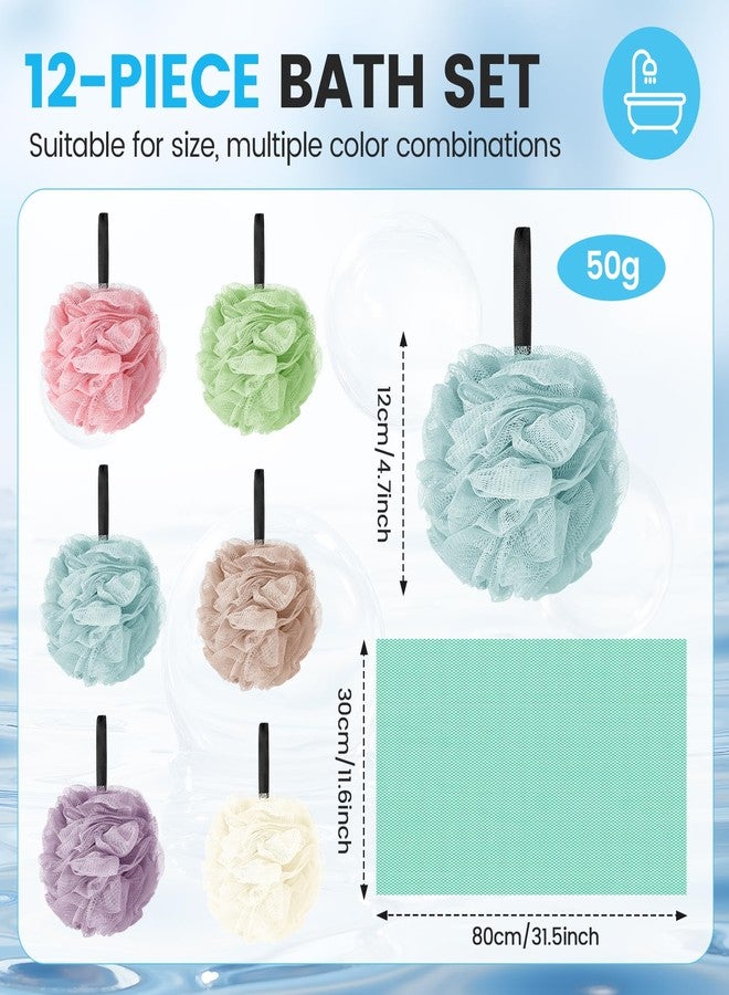 Funnymoom 12 Pack Body Wash Set 6 Loofah Sponge 6 African Net Sponge Exfoliating Back Scrubber for Men & Women Shower(Khaki, Pink, Purple, Light Green, Sky Blue, Beige) - Image 2