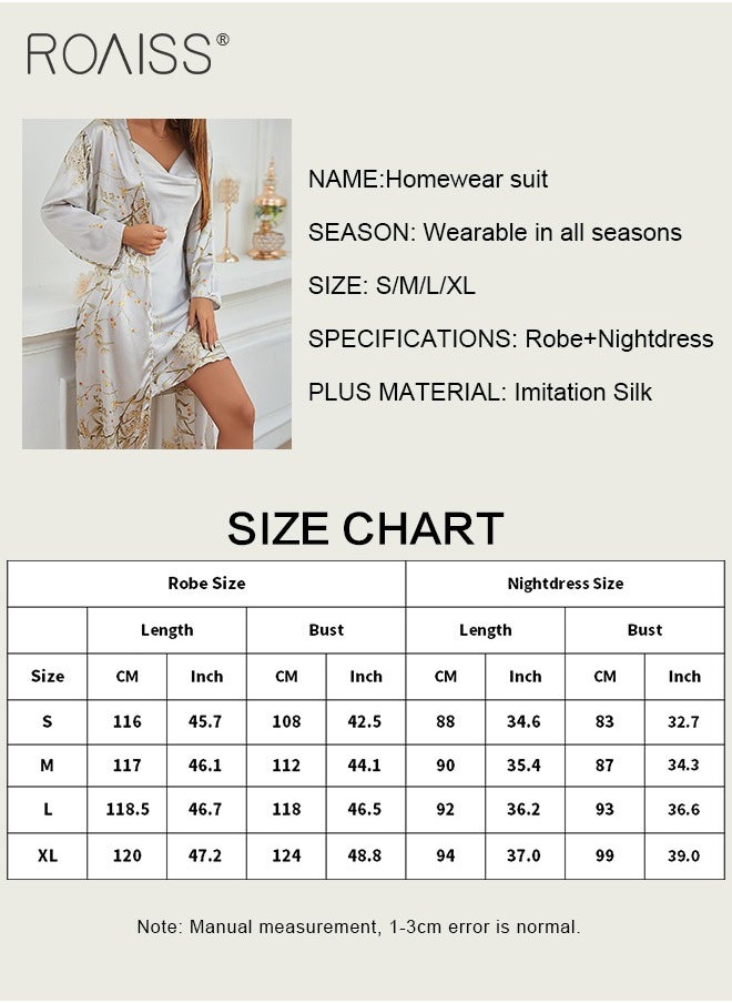 2-Piece Satin Printed Nightgown Knee Length Suspender Nightgown Classic Long Sleeved Cardigan Nightgown Babydoll Sleepwear Set - pzsku/ZF52F67F5C33A1E9D1572Z/45/_/1711965089/30932b09-77a0-4d49-ab0b-6b257aef7faf