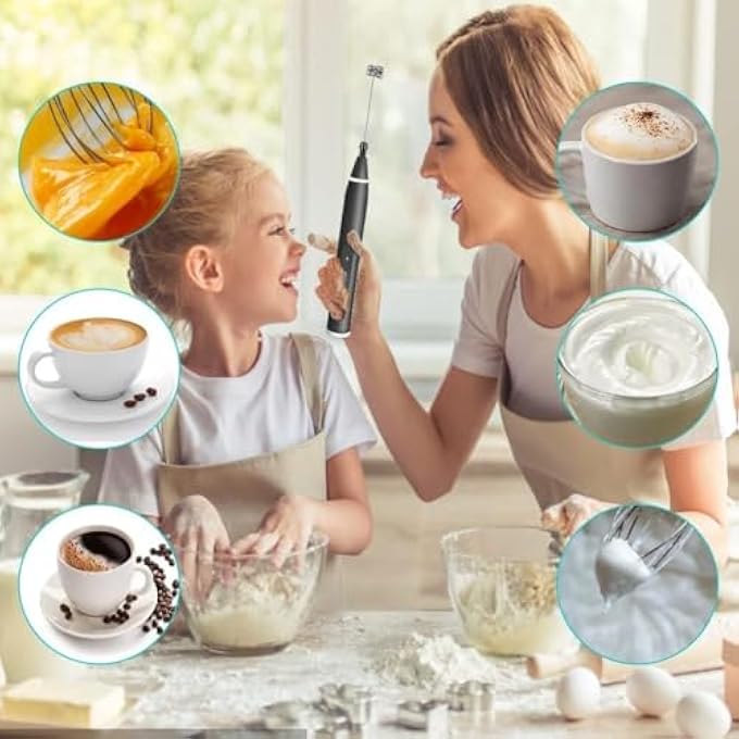 joyzzz Milk Frother Handheld Electric 3In1 Coffee Whisk With Usb Rechargeable Battery Double Spring Whisk Head For Perfect Latte Hot Chocolate And Milk Foam Portable Frothing Device For Home - Image 3