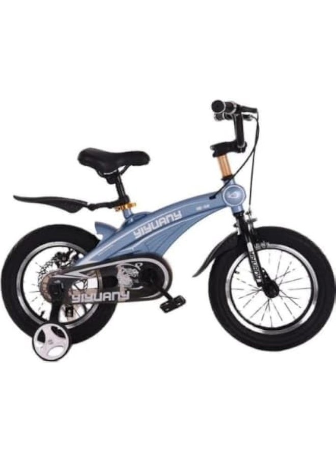 Kids Bike 12 Inch Magnesium Alloy Frame for 3-10 Years Old with Support Wheel and Handbrake - Sky 