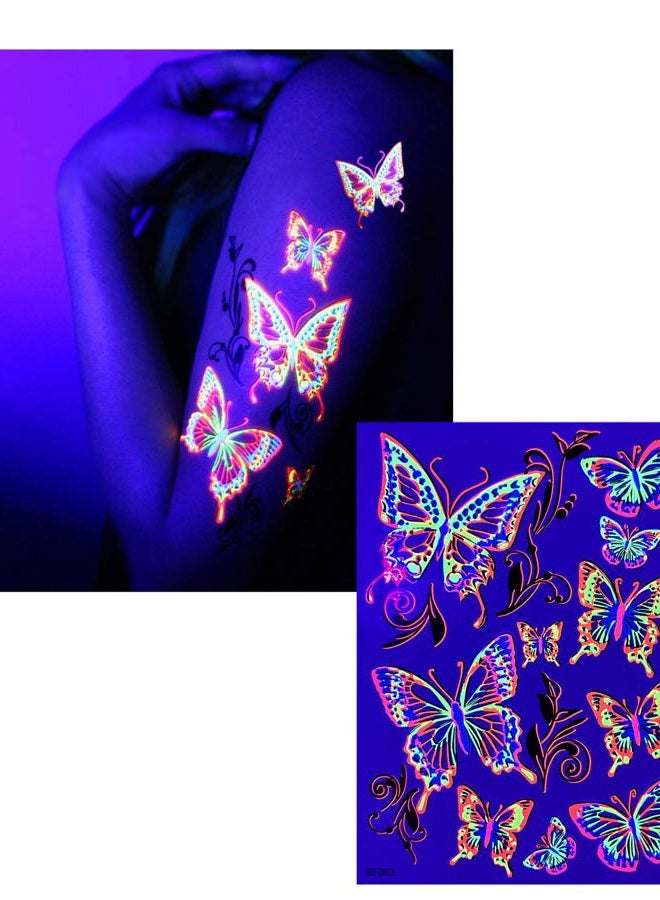 d'IRIS studio Blacklight Glow Party Temporary Tattoo-1 Sheet -Buttterfly - Image 2
