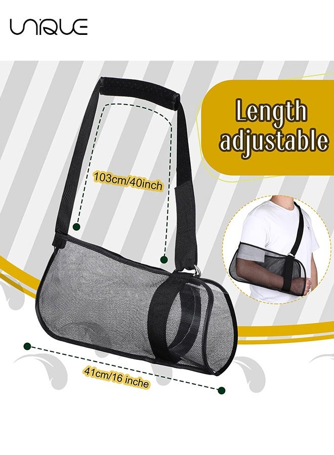 Unique 2 Pcs Mesh Arm Shoulder Sling Adjustable Shoulder Immobilizer for Shower Breathable Rotator Cuff Solution Lightweight Shoulder Sling for Shower Brace Black Arm Supports for Supporting Elbow Wrist  - Image 2
