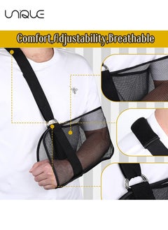 Unique 2 Pcs Mesh Arm Shoulder Sling Adjustable Shoulder Immobilizer for Shower Breathable Rotator Cuff Solution Lightweight Shoulder Sling for Shower Brace Black Arm Supports for Supporting Elbow Wrist  - Image 3