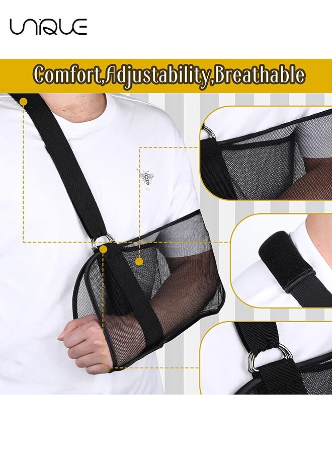 Unique 2 Pcs Mesh Arm Shoulder Sling Adjustable Shoulder Immobilizer for Shower Breathable Rotator Cuff Solution Lightweight Shoulder Sling for Shower Brace Black Arm Supports for Supporting Elbow Wrist  - Image 3