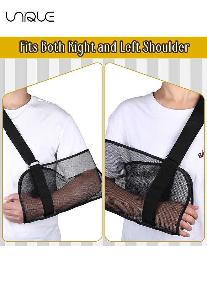 Unique 2 Pcs Mesh Arm Shoulder Sling Adjustable Shoulder Immobilizer for Shower Breathable Rotator Cuff Solution Lightweight Shoulder Sling for Shower Brace Black Arm Supports for Supporting Elbow Wrist  - Image 5