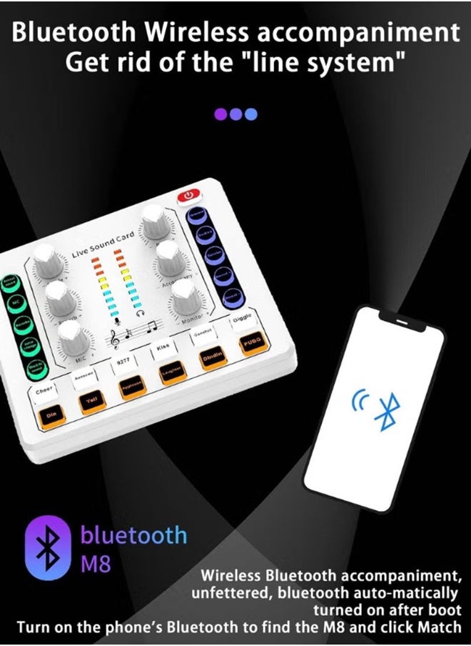 VOGMAX M8 Live Sound Card DJ Mixer Music Recording Sounds Four Kinds Of Sound Changes Live Broadcast TikTok Facebook YouTube USB Bluetooth  - Image 2