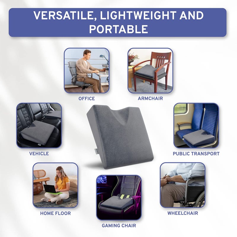 ComfySure Wedge Car Height Booster Seat Cushion - Office Chair Cushion - Memory Foam Tailbone Pain Relief Cushion for Driving, Office, Gaming Chair - Orthopedic Lower Back, Tailbone, Coccyx, HIPS Support - Image 5