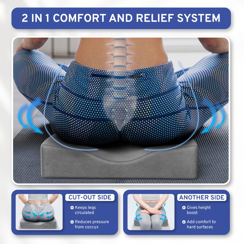 ComfySure Wedge Car Height Booster Seat Cushion - Office Chair Cushion - Memory Foam Tailbone Pain Relief Cushion for Driving, Office, Gaming Chair - Orthopedic Lower Back, Tailbone, Coccyx, HIPS Support - Image 2