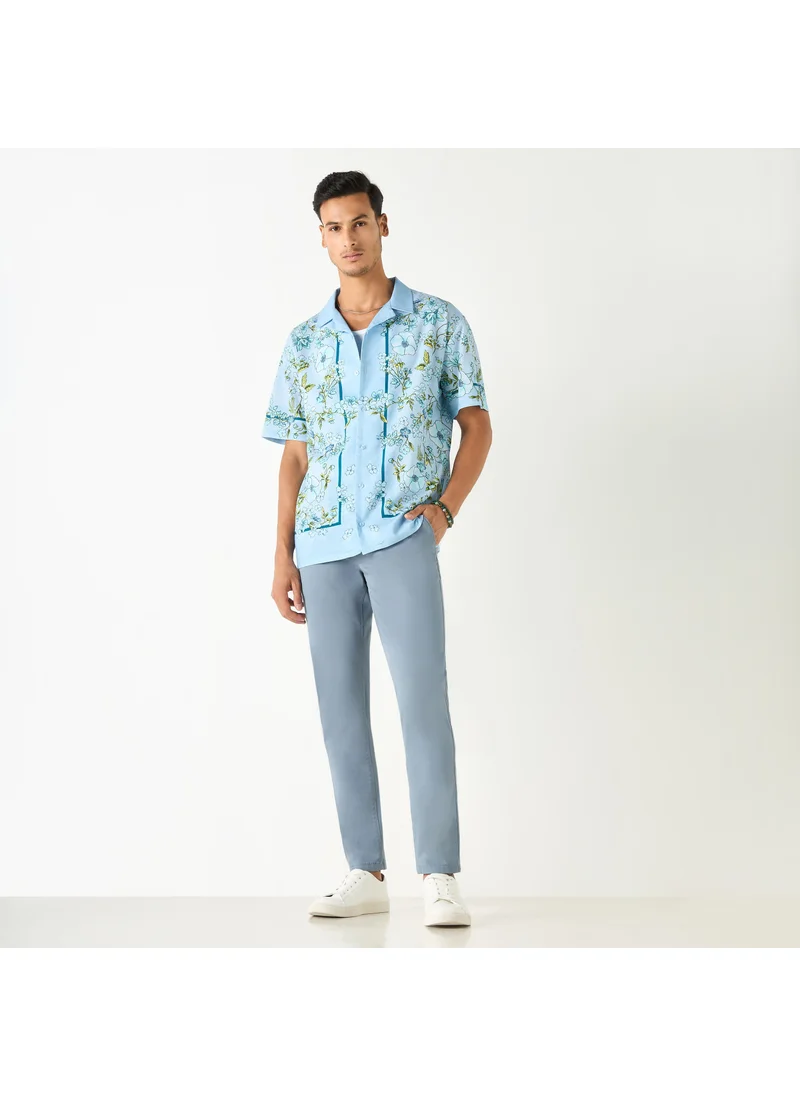 سبلاش فيڤ Relaxed Fit Floral Print Shirt with Camp Collar