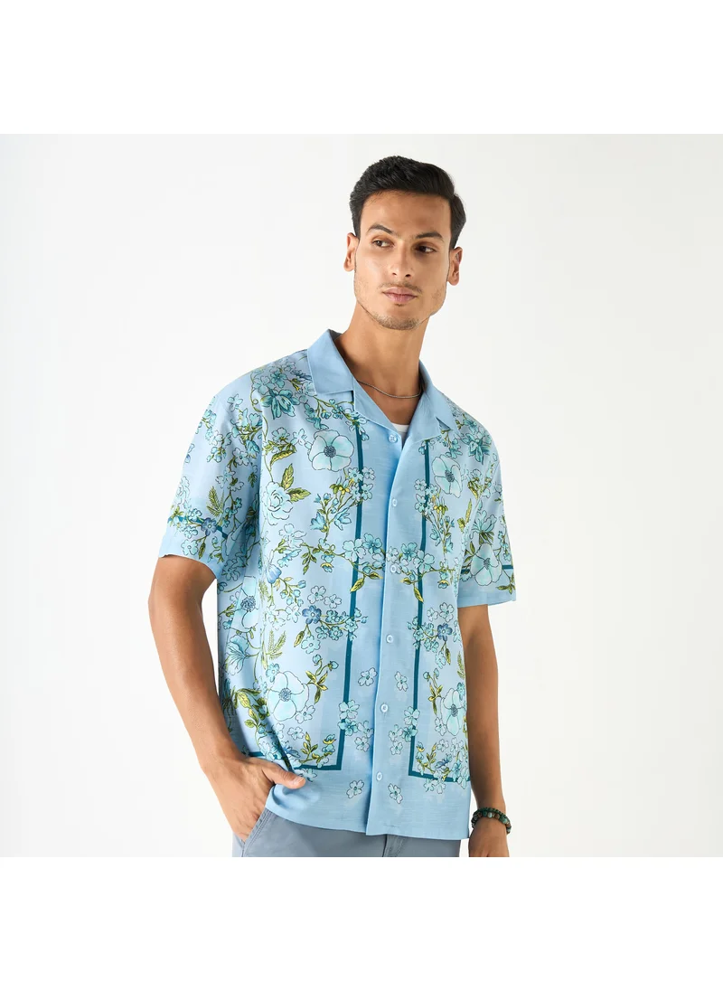 سبلاش فيڤ Relaxed Fit Floral Print Shirt with Camp Collar