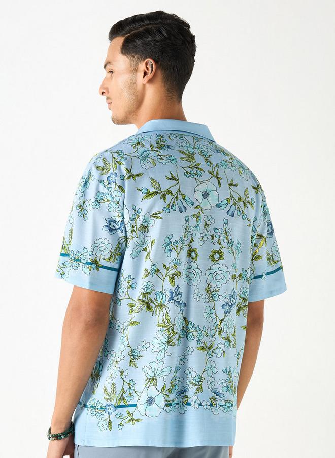 سبلاش فيڤ قميص بياقة كامب بطبعة زهور بقصة مريحة - Image 3