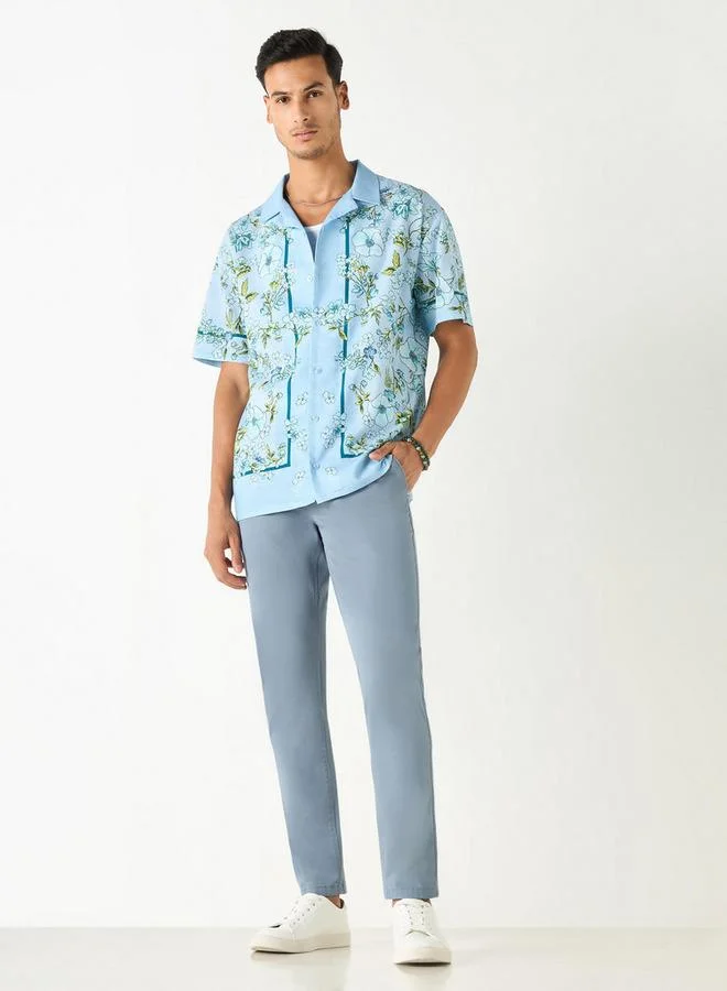 سبلاش فيڤ قميص بياقة كامب بطبعة زهور بقصة مريحة