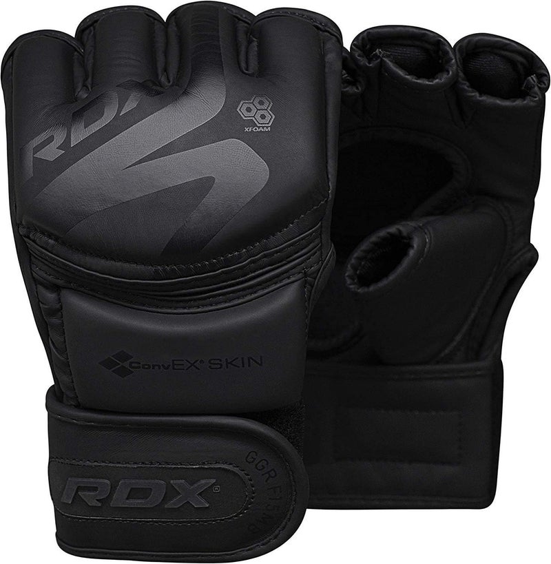 Rdx MMA Gloves Premium Real Maya Hide Leather, Mixed Martial Arts Sparring & Grappling Gloves for Training, Fighting Gloves, Fingerless Design, Padded Open D-Cut Palm, Mixed Martial Arts Equipment - Image 1