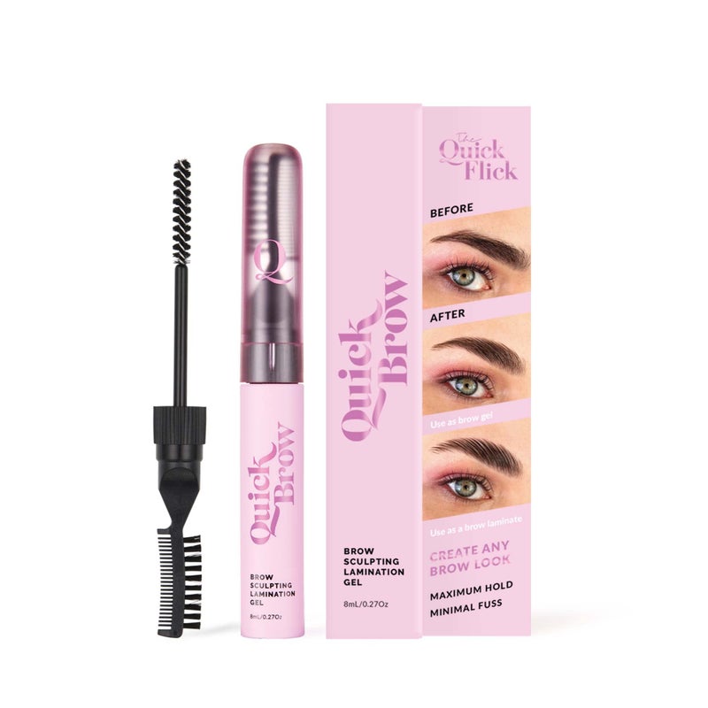 THE QUICK FLICK 2In1 Eyebrow Lamination Gel with Sculpting Wax  SmudgeProof  LongLasting Eyebrow Gel Clear with BuiltIn DoubleSided Comb  Vegan CrueltyFree Formula Clear  8 ml