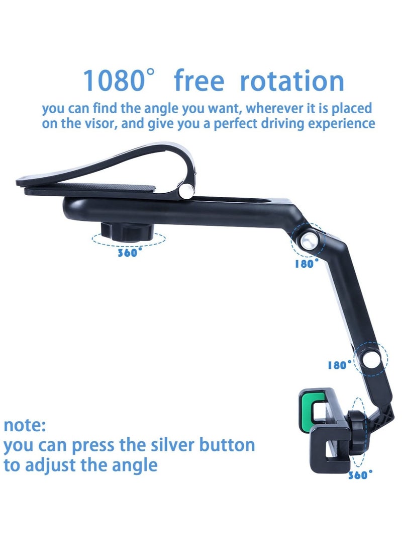 Green Cell Phone Holder for Car，Mount Clip for Car Cellphone，360° Rearview Phone Holder for Car Sun Visor，Perfectly for iPhone pro, 13/12pro,XR,XS,Pro,Samsumg,Andriod, Car Accessories - Image 2