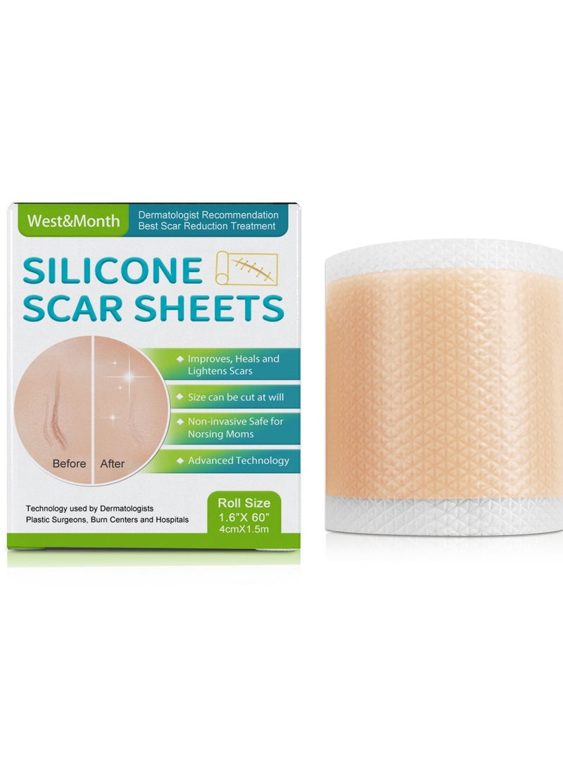 West&Month Silicone Scar Sheets, Scar Patch, Fade Scar Sticker, Efficient Beauty Scars Removal Cesarean Section Burn Scars Left Behind Gel Painless Tape Roll (4cm * 1.5m) - Image 2