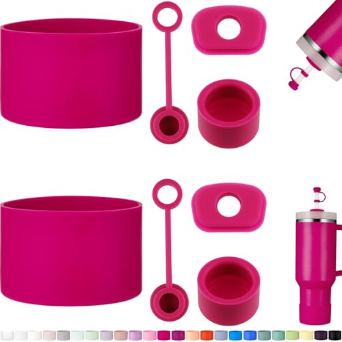 HYZ 8 Piece Accessories for Stanley Cup, Silicone Spill Proof Stopper Set and Protective Boot Including Straw Cover Cap for Stanley H2.0 20oz 30oz 40oz Tumbler, Cosmo Pink - Image 1