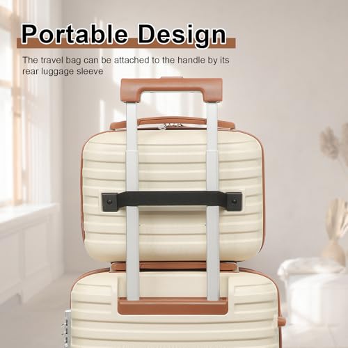 Joyway Carry On Luggage 20 Inch Expandable Suitcase with Spinner Wheel, 4 Piece Hard Shell Luggage Set with TSA Lock(White brown) - Image 3