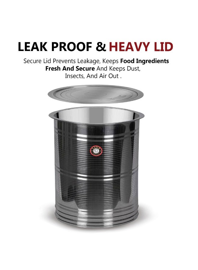 LION Stainless Steel Storage Drum | Food Grade Airtight Container for Grains, Sugar, Flour, Tea, Coffee, and More | BPA Free, Rust & Corrosion Resistant, 50 Liter, 40x58 cm - Image 3