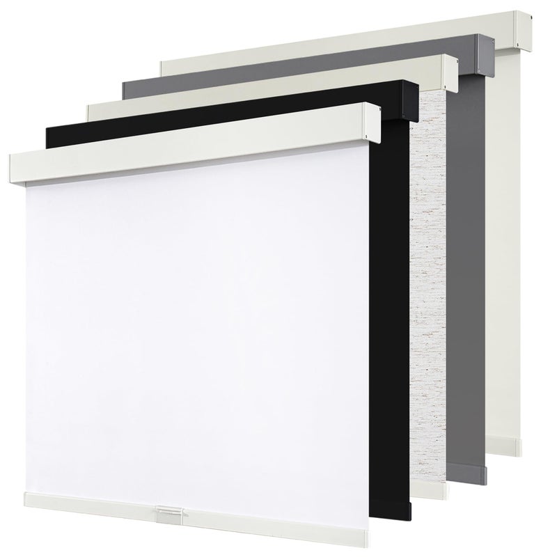 SUNOFF Cordless Blackout Roller Shades Blinds for Windows Free-Stop,Pull Down Room Darkening with Valance,Thermal Insulated Woven Fabric Window Door Blinds for Home,Office,White 34" W x 72" H - Image 1