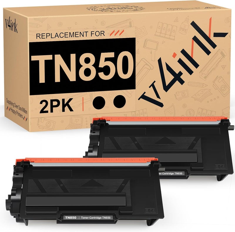 V4ink 2 Pack Compatible Toner Cartridge Replacement for Brother TN850 TN820 TN 850 to use with HLL6200DW HLL6200DWT HLL6250DW MFCL5800DW MFCL5900DW DCPL5500DN Series Printers , Enhanced Version - Image 1