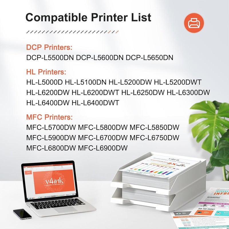 V4ink 2 Pack Compatible Toner Cartridge Replacement for Brother TN850 TN820 TN 850 to use with HLL6200DW HLL6200DWT HLL6250DW MFCL5800DW MFCL5900DW DCPL5500DN Series Printers , Enhanced Version - Image 2