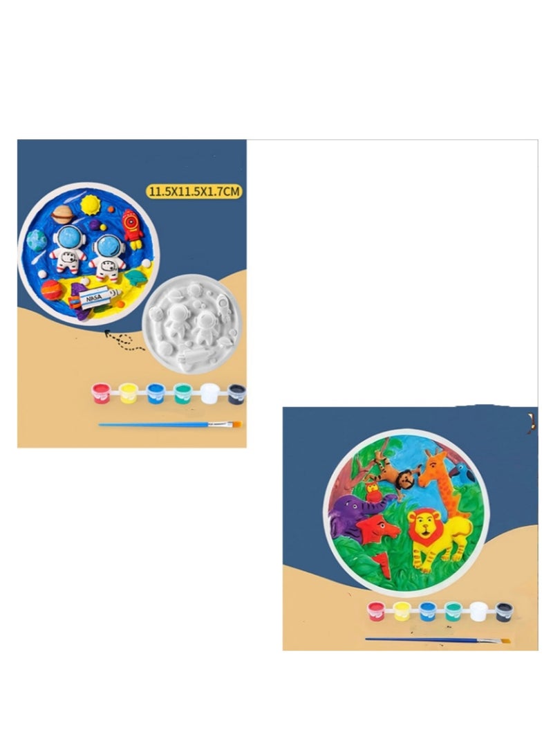 Crafts and Arts Set DIY Space and Animals Series Painting Kit Craft for Child With Paint Brush And Color - Image 1