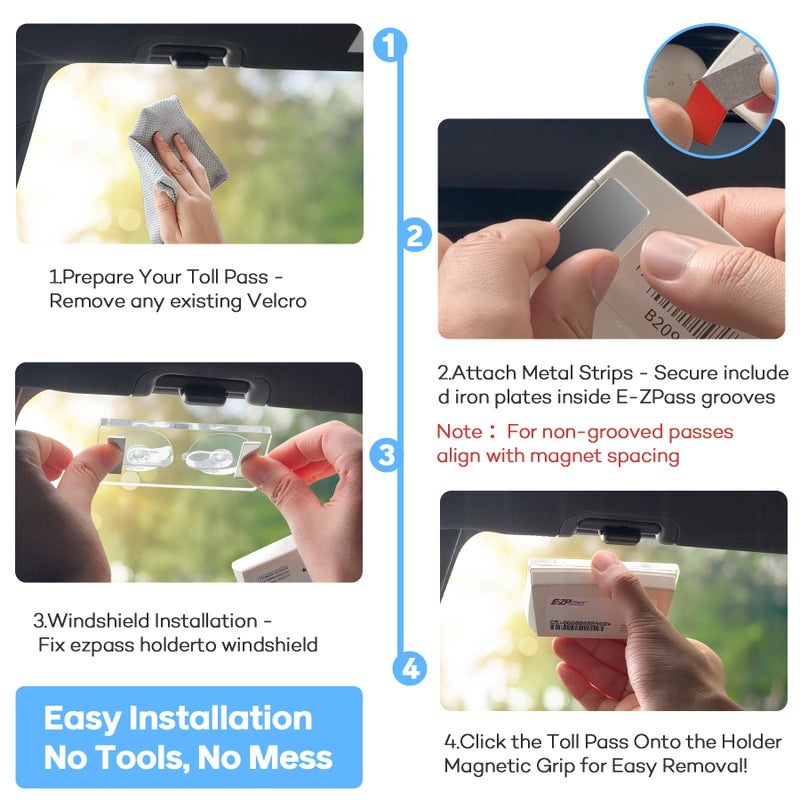 ESVNE Magnetic Ez Pass Holder For Windshield - Ezpass Holder With Strong Suction Cup Mount & Ultra Secure Neodymium Magnets - Universal Fit For Ez Pass Mini  Ipass  Sunpass & Most Us Toll Tags - Image 5