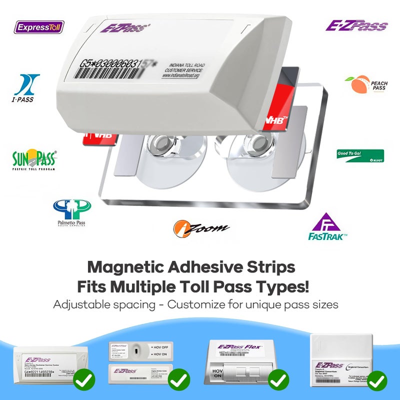 ESVNE Magnetic Ez Pass Holder For Windshield - Ezpass Holder With Strong Suction Cup Mount & Ultra Secure Neodymium Magnets - Universal Fit For Ez Pass Mini  Ipass  Sunpass & Most Us Toll Tags - Image 3