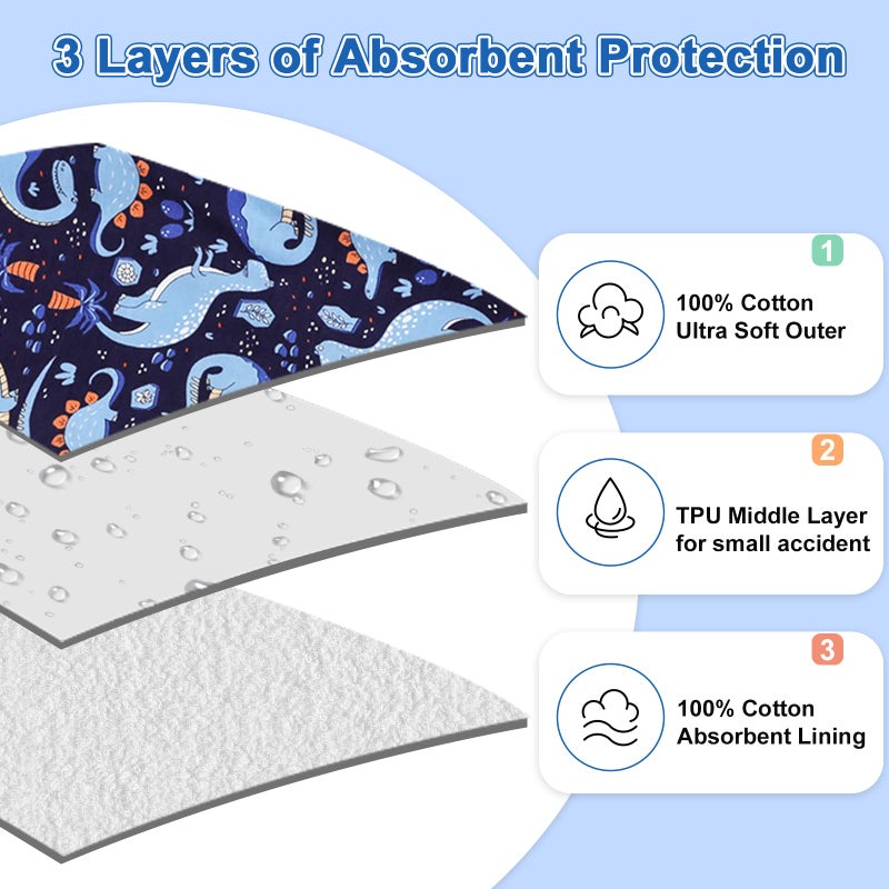 MooMoo Baby Leakproof Diaper Pants for Potty Training 2 Packs Bedtime Potty Training Pants for Boys and Girls - Image 5