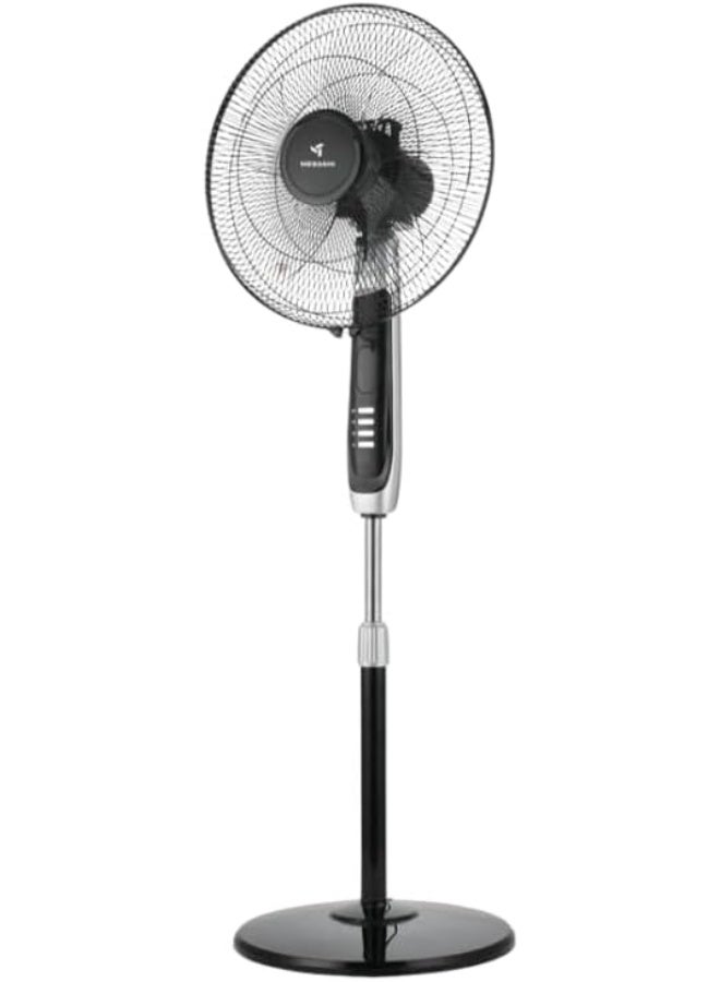 MEBASHI Stand Fan, 16 Inch, Remote Control, LED Display, 3 Speed, 65W, Black-Stainless Steel (ME-STF1001) - Image 1
