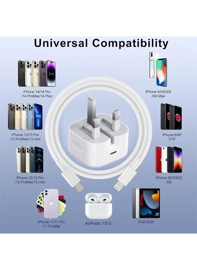 Univer Tang iPhone 20W PD 3.0 USB C Wall Charger Plug with 1M iPhone Fast Charging Cable USB C Fast Charger Charging Cable and Plug, iPhone Fast Charger  Compatible with Phone 14 13 12 11 Pro Max Mini X XR Xs 8  - Image 3