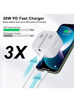 Univer Tang iPhone 20W PD 3.0 USB C Wall Charger Plug with 1M iPhone Fast Charging Cable USB C Fast Charger Charging Cable and Plug, iPhone Fast Charger  Compatible with Phone 14 13 12 11 Pro Max Mini X XR Xs 8  - Image 5