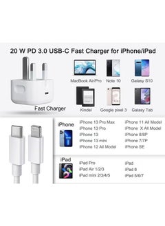 Univer Tang iPhone 20W PD 3.0 USB C Wall Charger Plug with 1M iPhone Fast Charging Cable USB C Fast Charger Charging Cable and Plug, iPhone Fast Charger  Compatible with Phone 14 13 12 11 Pro Max Mini X XR Xs 8  - Image 4