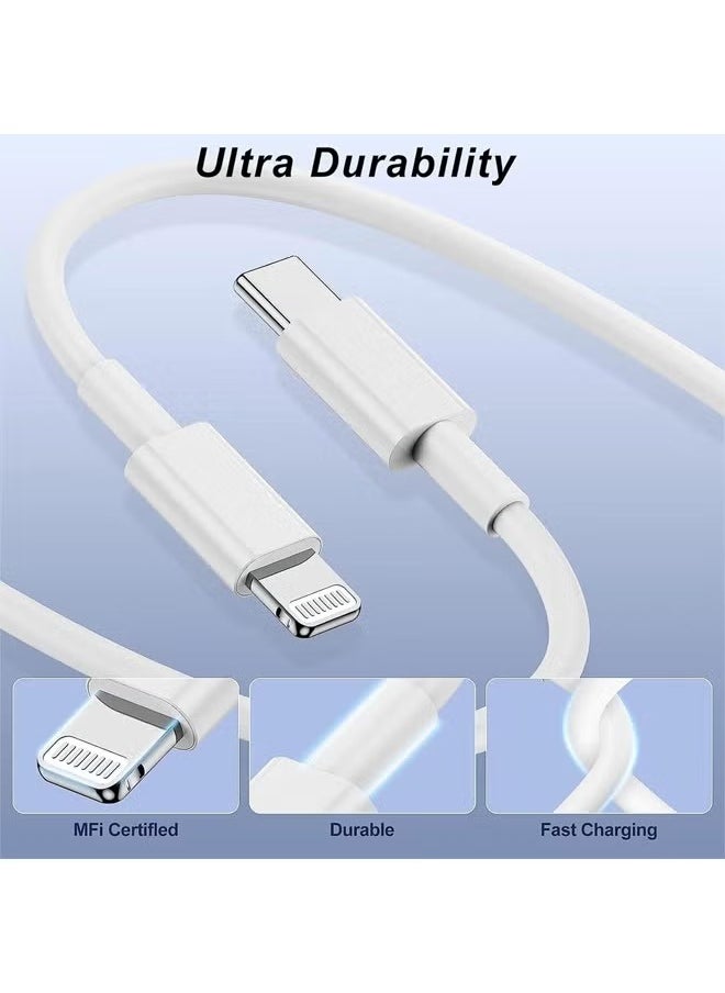 شاحن حائط USB-C بقوة 20 واط PD 3.0 من آيفون مع كابل شحن سريع بطول 1 متر، شاحن سريع وكابل شحن USB-C، شاحن سريع متوافق مع هواتف آيفون 14 و13 و12 و11 برو ماكس وميني وX وXR وXs و8.