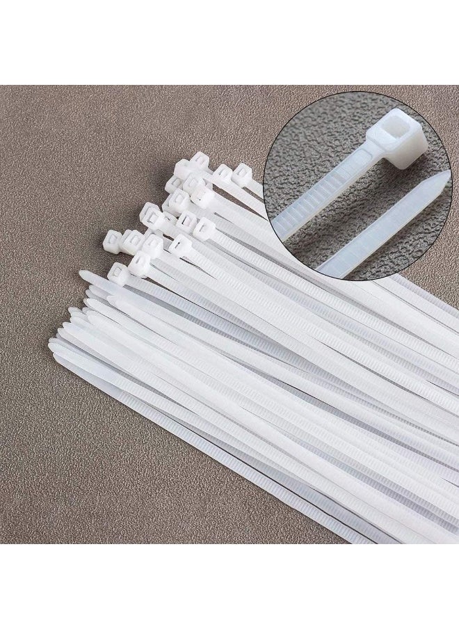 SHOWAY 250Mm Cable Ties White (100 Pack), Wire Ties With 18Kg Tensile Strength, Self-Locking Heavy Duty Nylon Plastic Zip Ties Wraps For Office, Household And Outdoor  - Image 2
