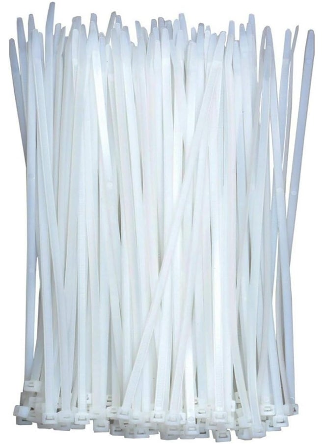 SHOWAY 250Mm Cable Ties White (100 Pack), Wire Ties With 18Kg Tensile Strength, Self-Locking Heavy Duty Nylon Plastic Zip Ties Wraps For Office, Household And Outdoor  - Image 1