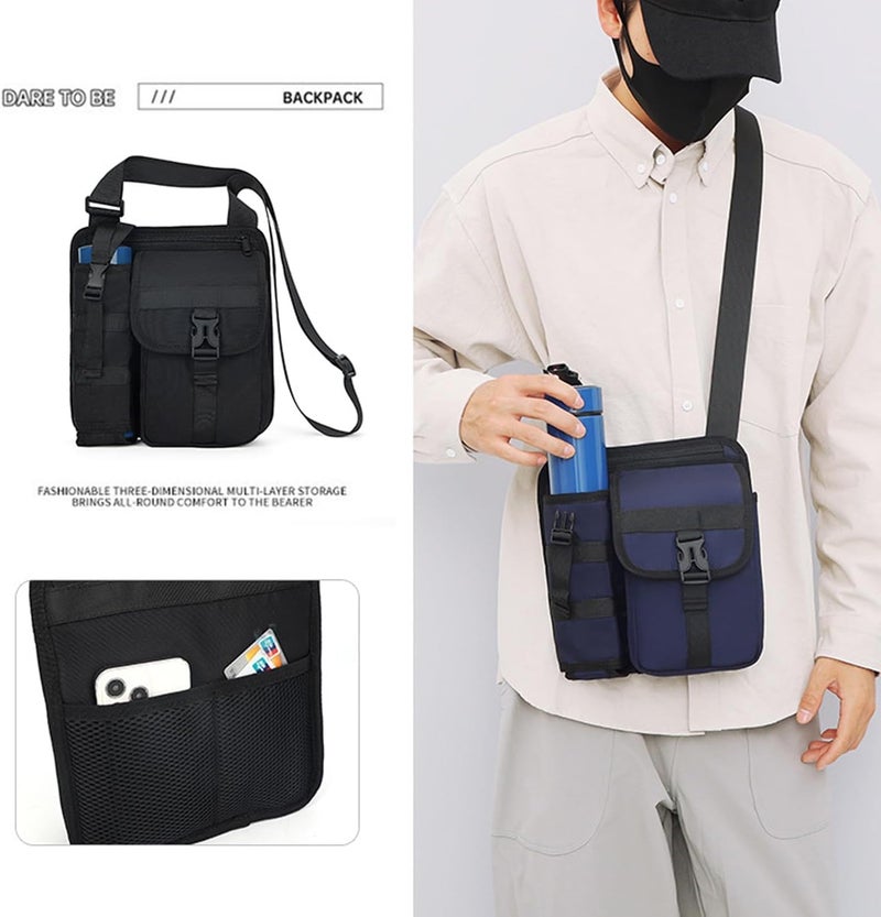 klarako Shoulder Bags With Water Bottle Holder,Water Bottle Carrier Bag with Adjustable Shoulder Strap, Outdoor Multifunctional Water Bottle Shoulder Bag klarakoger Bag Waist Bag (Red) - Image 3