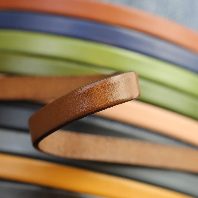 Aezzo Flat Genuine Leather Cord for Bracelet Making 3/8 in. - Real Leather Strip for Jewelry, Keychain, DIY Craft Making, Watch Band, Purse Strap, 1.1 Yard (Brown) - Image 2