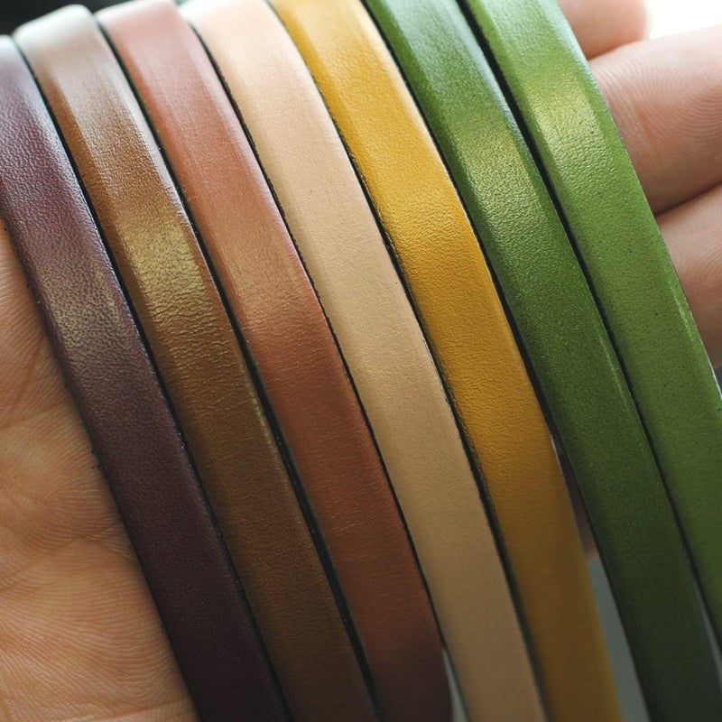 Aezzo Flat Genuine Leather Cord for Bracelet Making 3/8 in. - Real Leather Strip for Jewelry, Keychain, DIY Craft Making, Watch Band, Purse Strap, 1.1 Yard (Brown) - Image 5