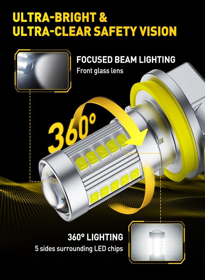 أوكسيتو مصابيح ضباب LED مطورة من AUXITO H11/H8، لون أبيض بارد 6500 كلفن، حجم صغير 1:1 لمصابيح ضباب LED H11/H8/H16، إضاءة كاملة 360 درجة (عبوة من قطعتين) - Image 3